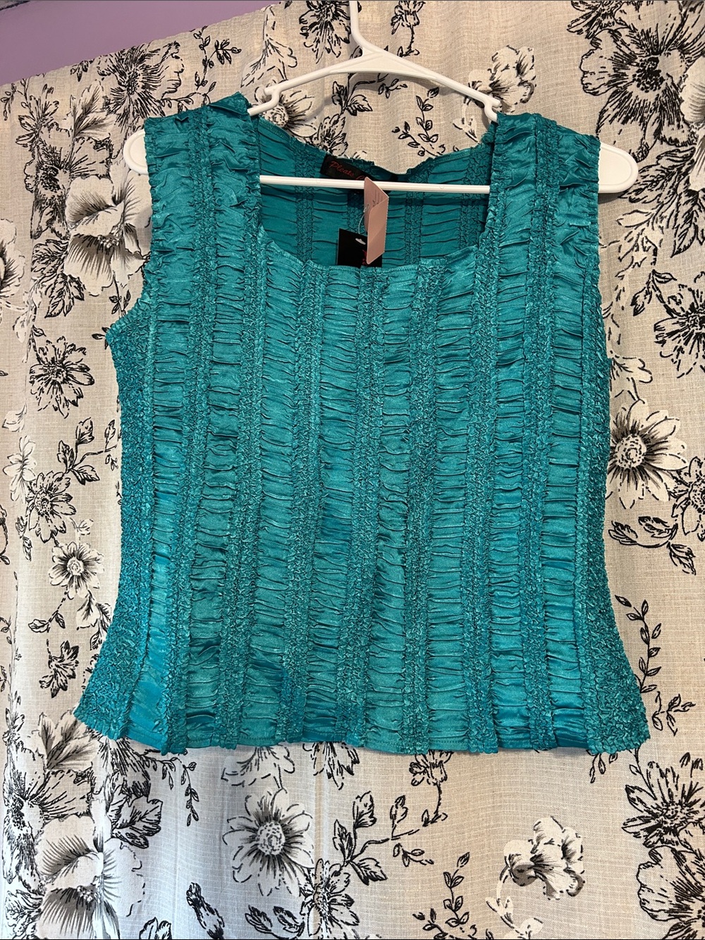 Teal Ruffled Sleeveless Tank Top - Unbranded